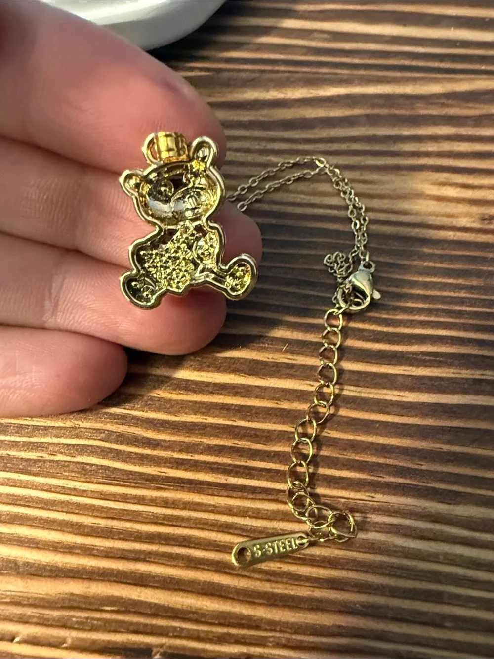 2Ct Round Cut Real Moissanite Teddy Bear Cartoon Pendant 14K Yellow Gold Plated